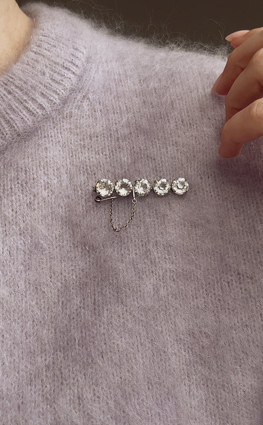 Wonderful 20th Century Clear Paste Brooch with Safety Pin