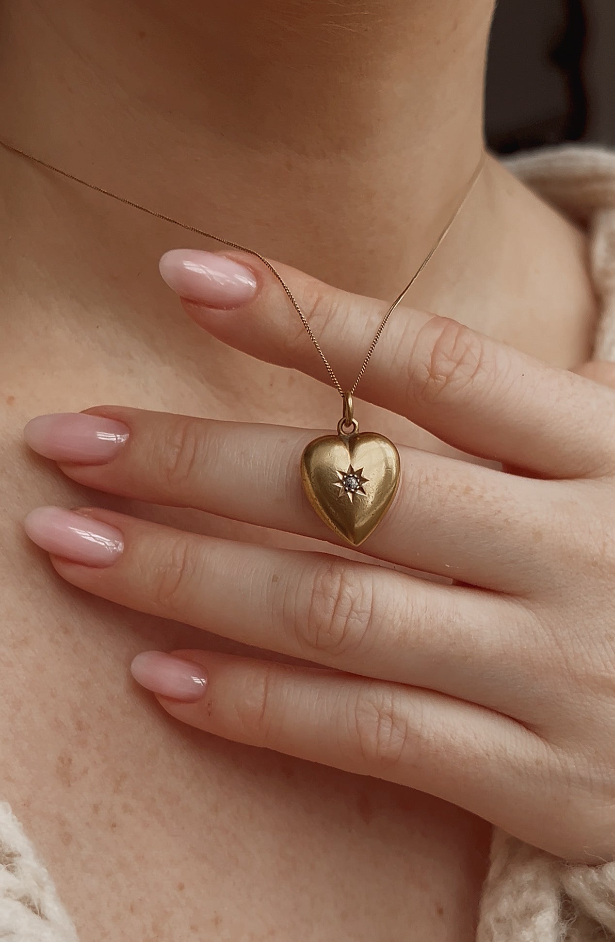 Wonderful Victorian 15ct Gold Old-Cut Diamond Heart Pendant