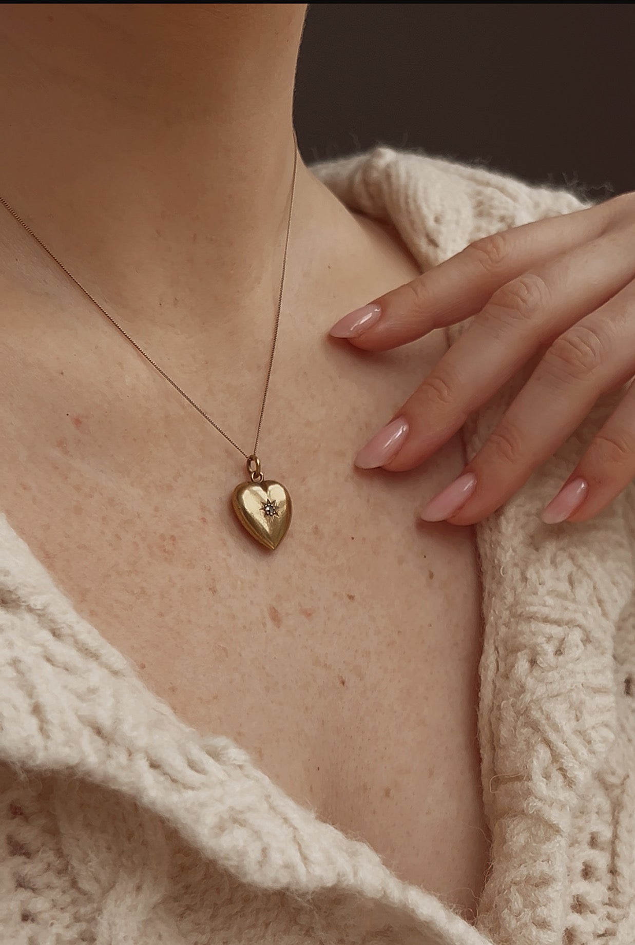 Wonderful Victorian 15ct Gold Old-Cut Diamond Heart Pendant
