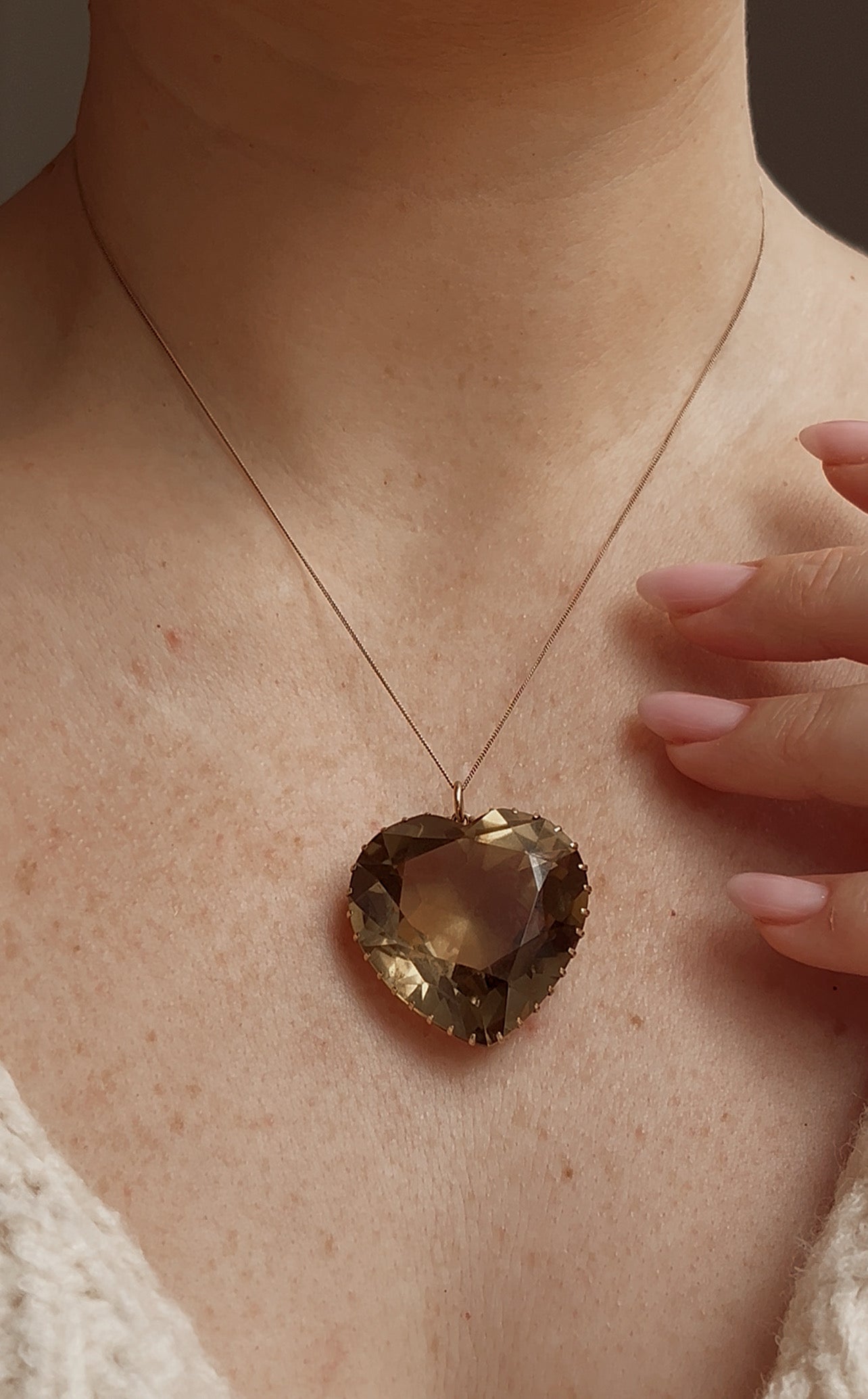 Striking Vintage Smoky Quartz Heart Pendant