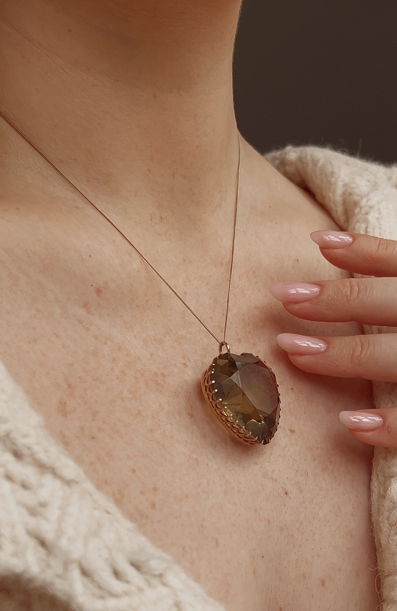 Striking Vintage Smoky Quartz Heart Pendant