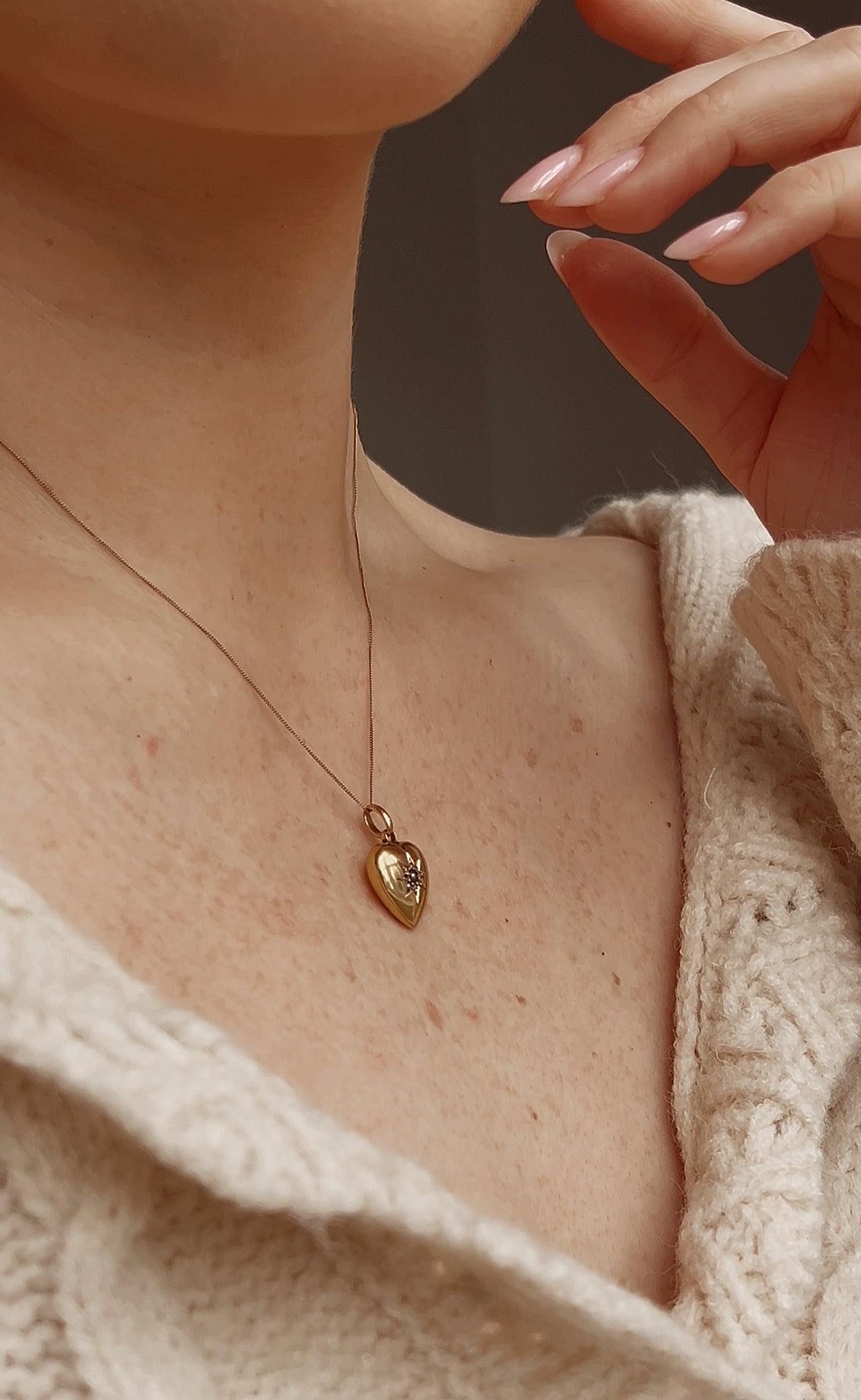 Lovely Victorian 15ct Gold Split Pearl and Diamond Heart Pendant