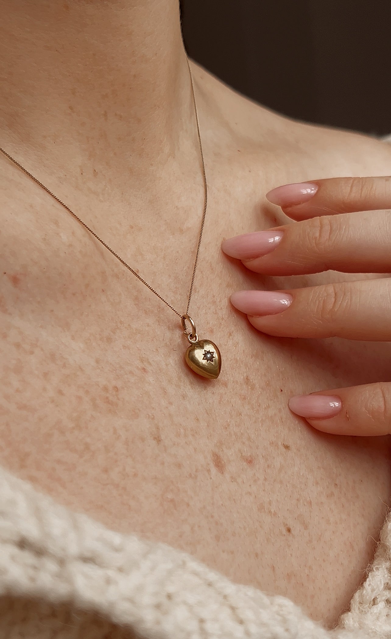 Gorgeous Antique Gold and Seed Pearl Heart Pendant
