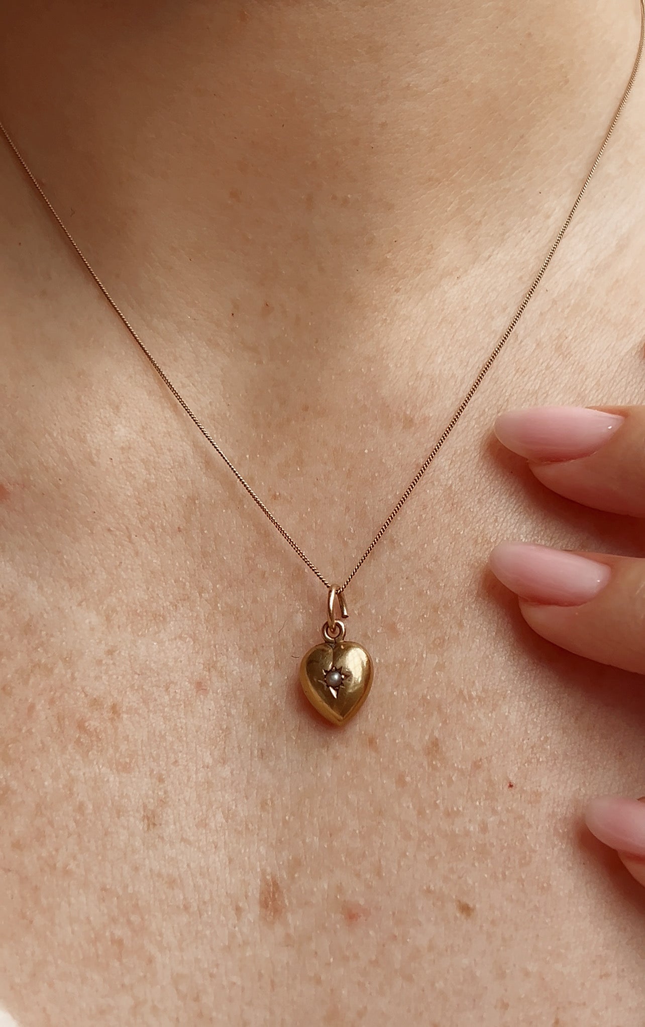 Gorgeous Antique Gold and Seed Pearl Heart Pendant
