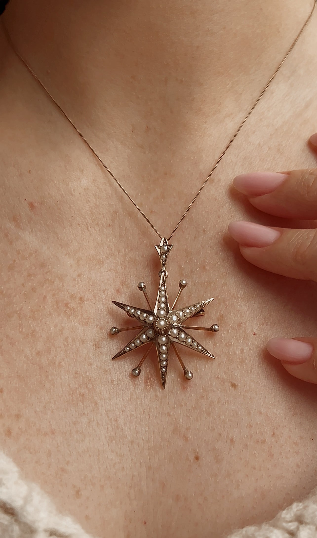 Stunning Early 20th Century Gold, Split Pearl Star Brooch/Pendant