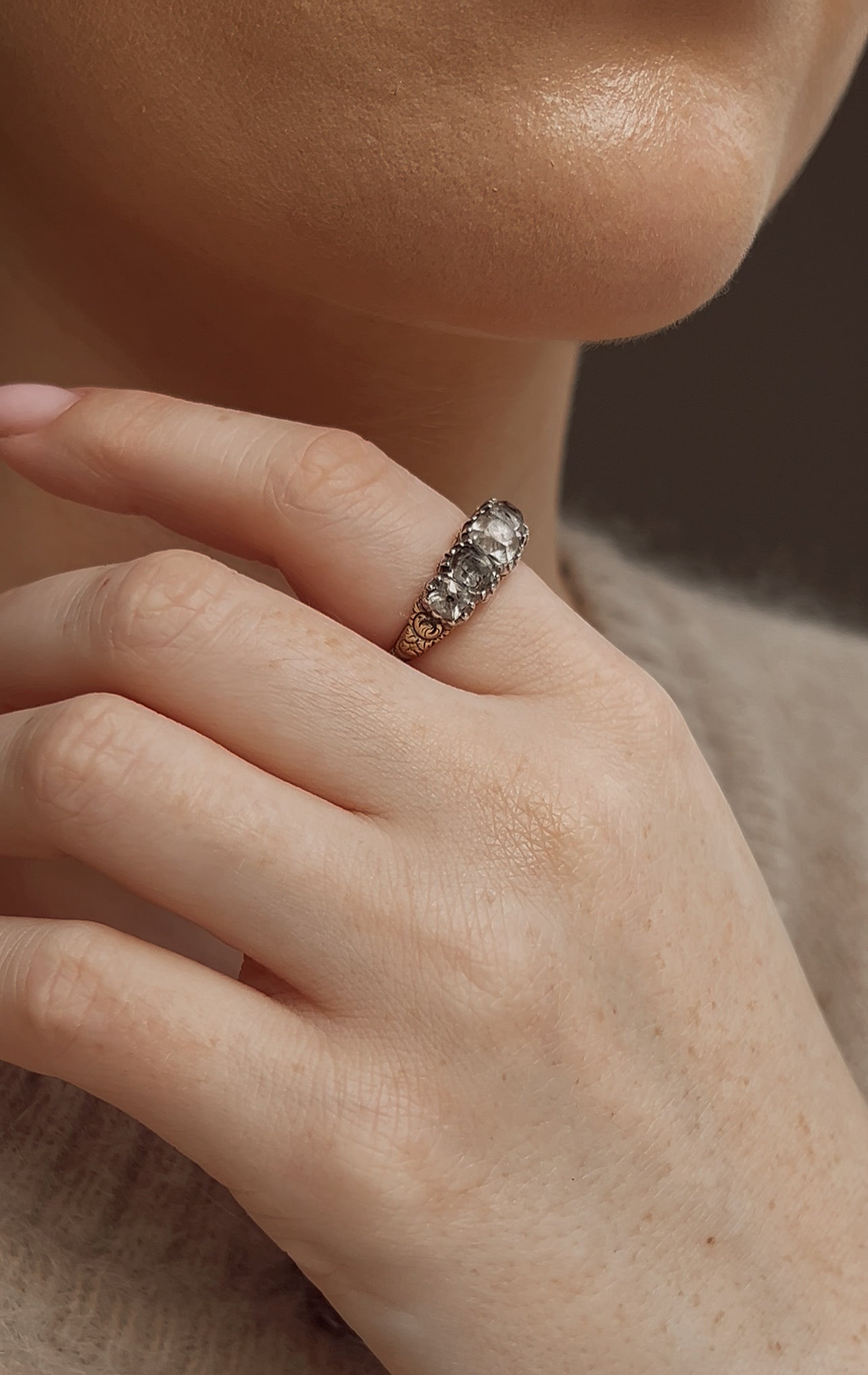 Superb Georgian Black Dot Paste Ring