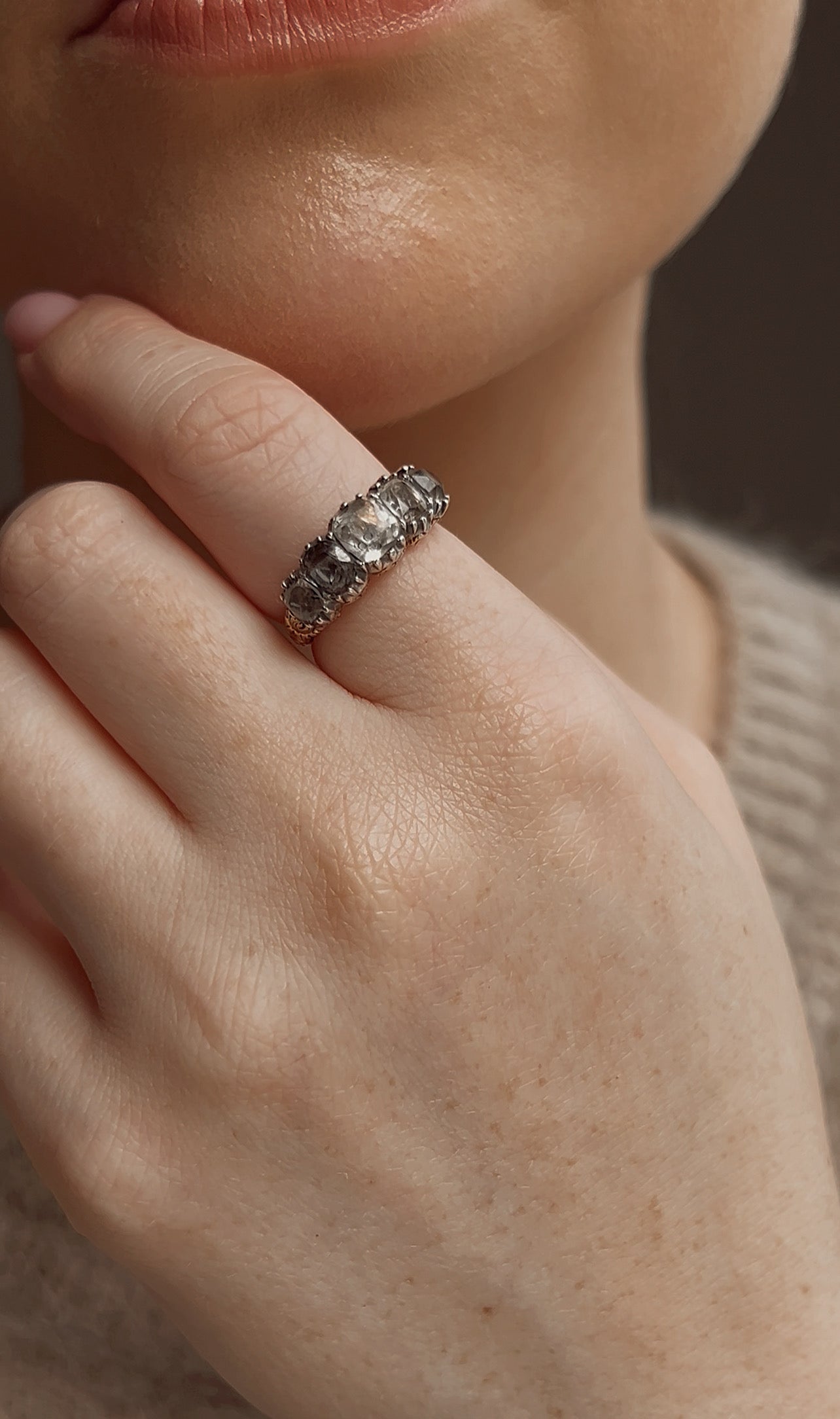 Superb Georgian Black Dot Paste Ring
