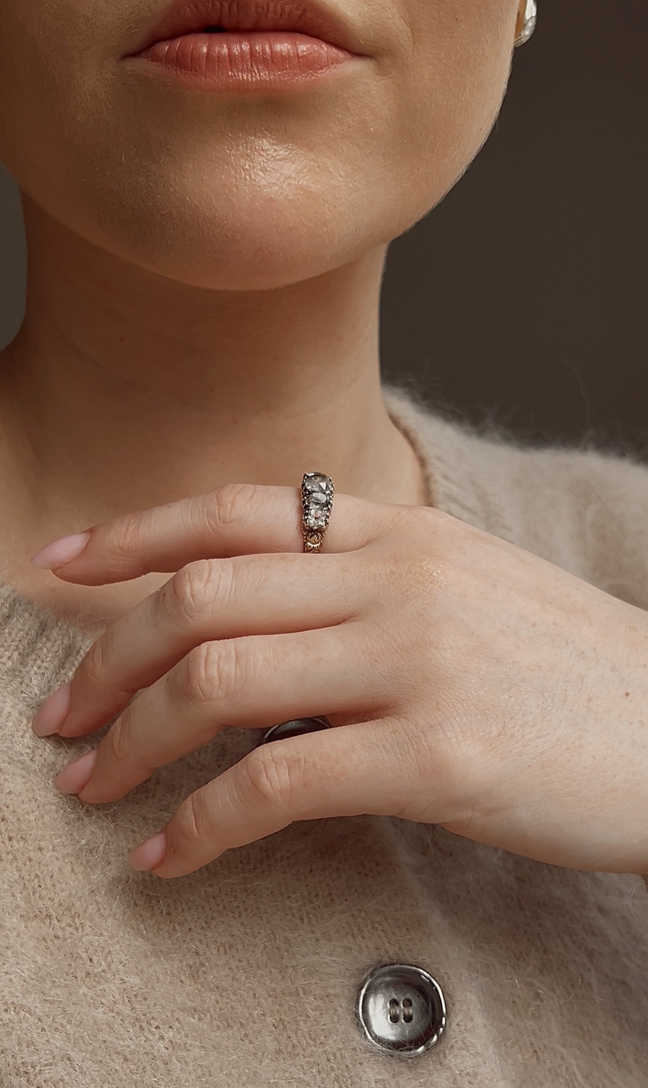 Superb Georgian Black Dot Paste Ring