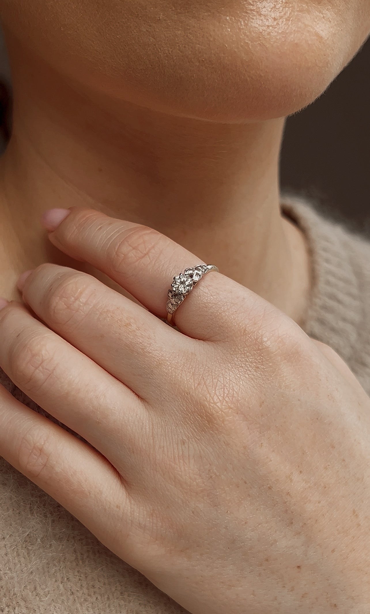 Lovely Mid 20th Century 18ct Gold and Platinum Solitaire Diamond Ring