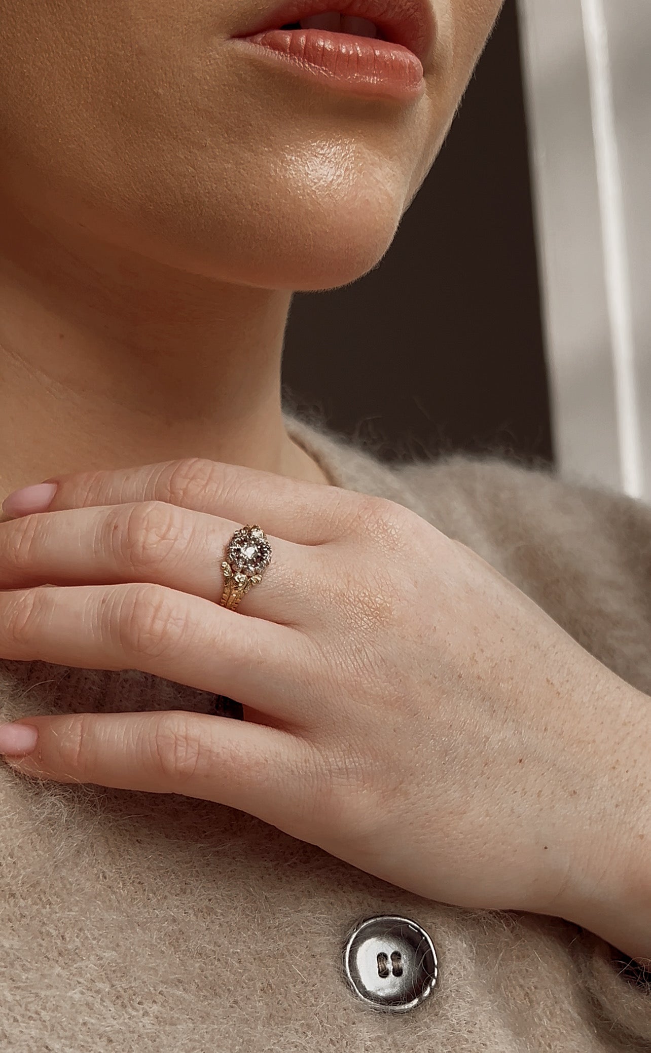 Incredible Georgian Silver and 18ct Gold Diamond Cluster Ring
