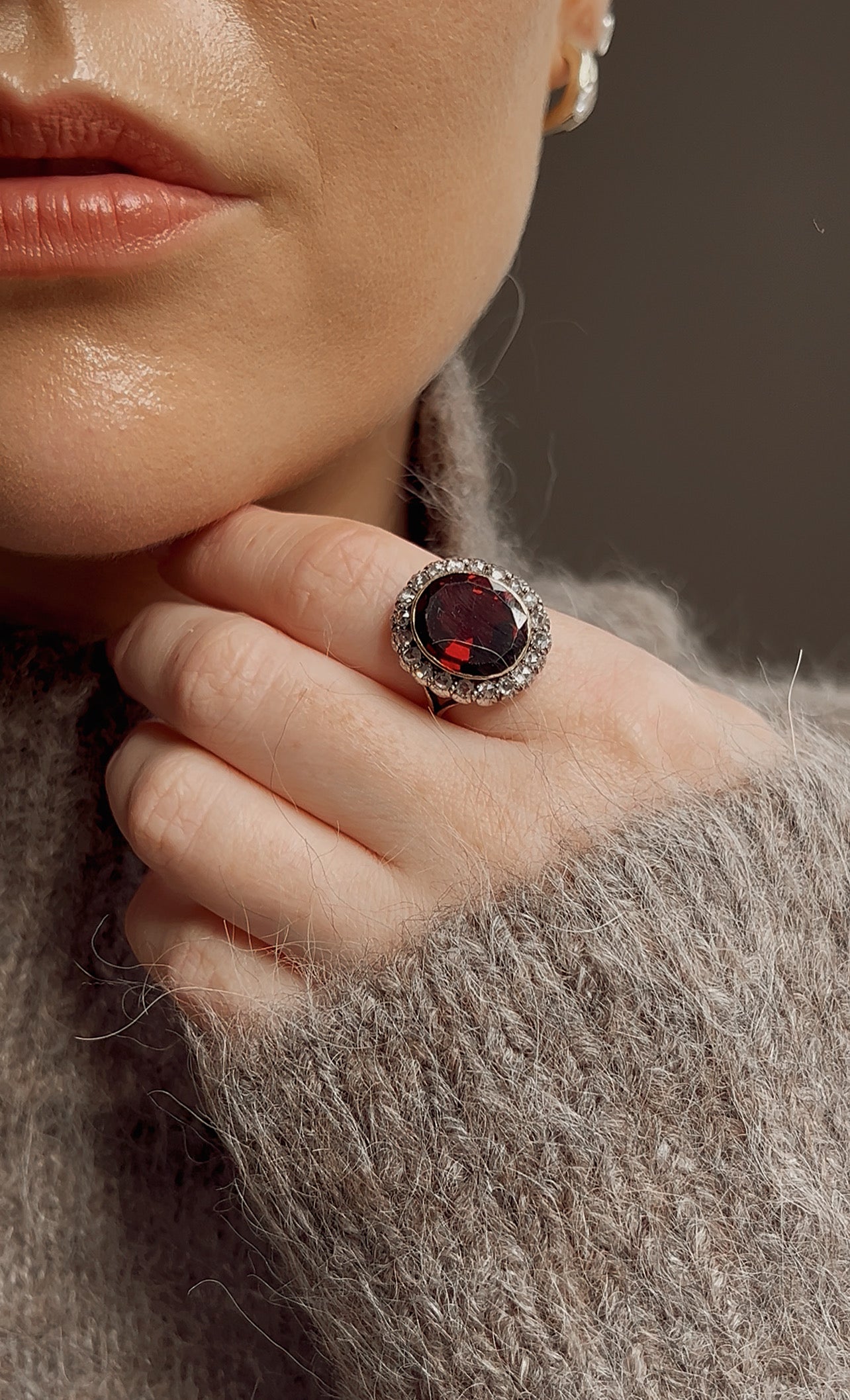 Wonderful 19th Century Garnet and Rose-cut Diamond Cluster Ring