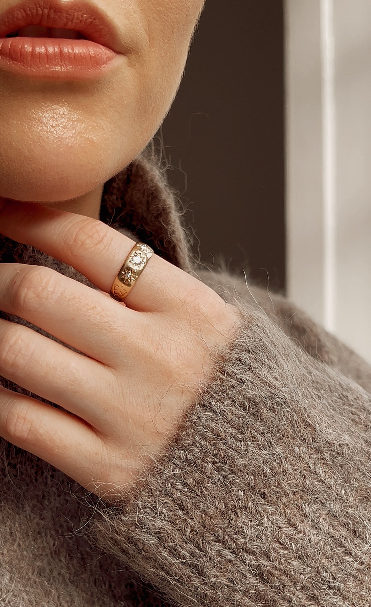 Stunning Late Victorian 18ct Gold and Old-Cut Diamond Starburst Ring