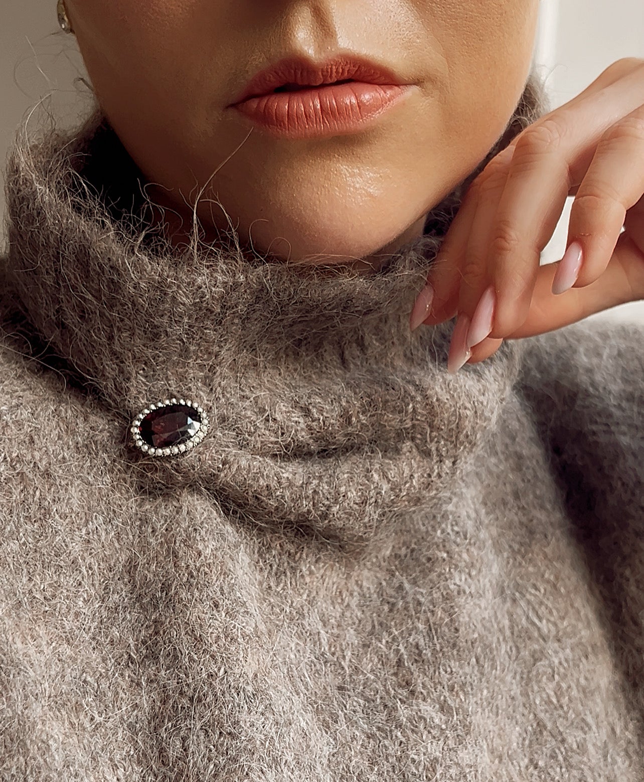 Gorgeous Early 20th Century Garnet and Split Pearl Brooch